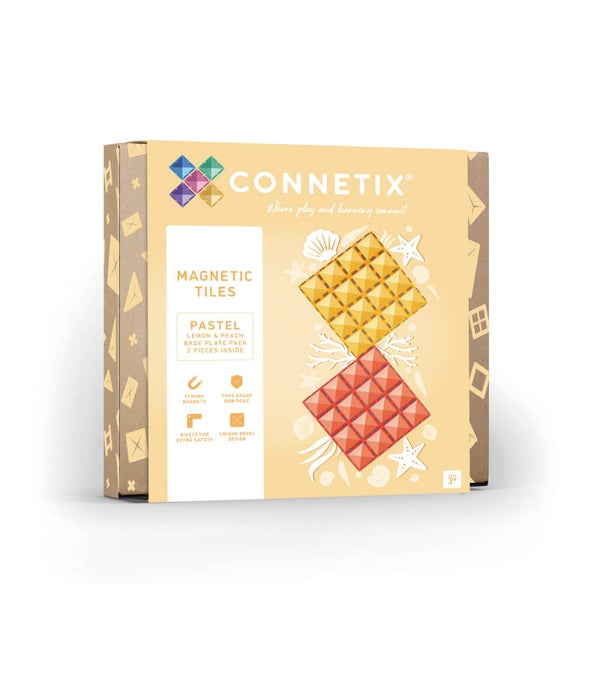 Connetix - Base Plate | 2 Stuks | Lemon - Peach