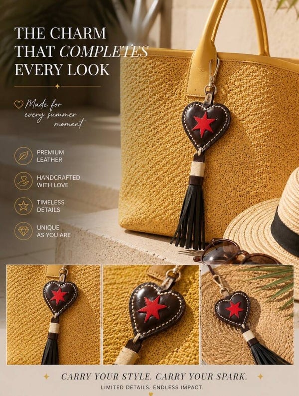 Trendy Real Leather Handbag Charm