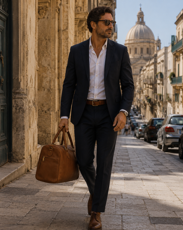 Heritage Cognac Leather Duffel Bag | Premium Oversized Weekender Travel Bag