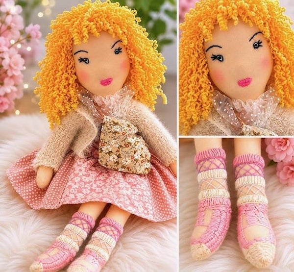 Handmade Curly Hair Rag Doll