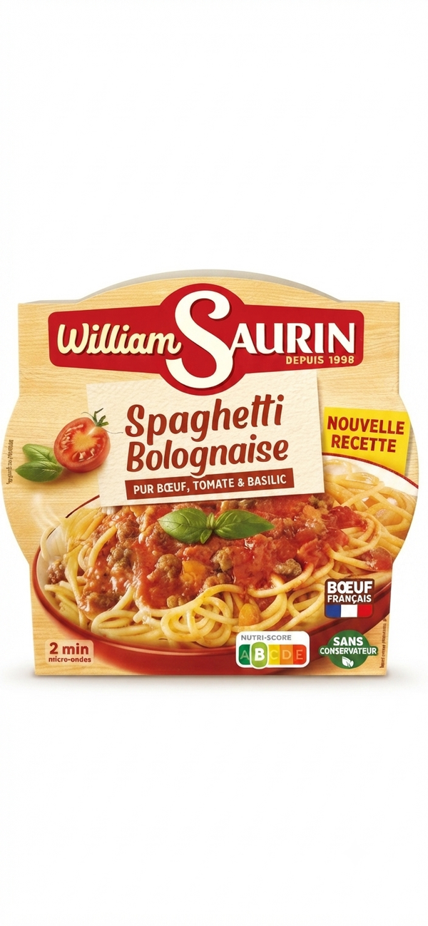 Spaghetti Bolognaise, pure boeuf, tomate et basilic 300g