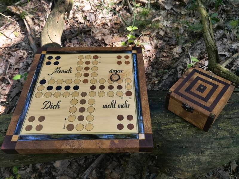 Mensch ärgere dich nicht, Brettspiel, aus Holz, Unikat
