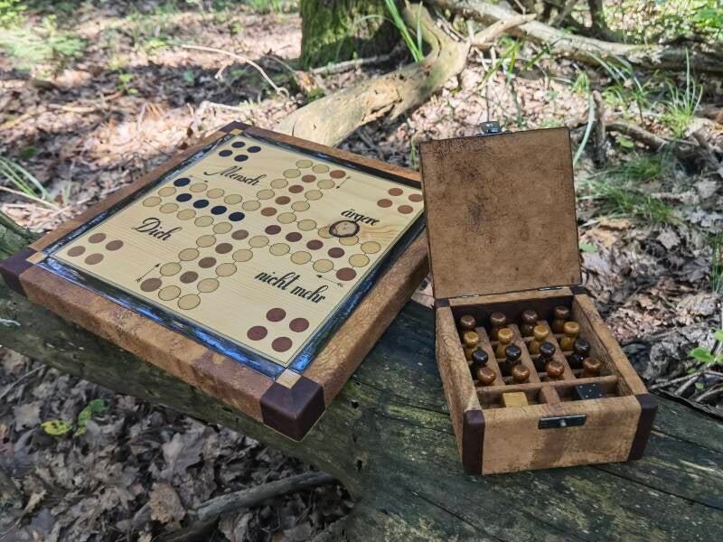 Mensch ärgere dich nicht, Brettspiel, aus Holz, Unikat