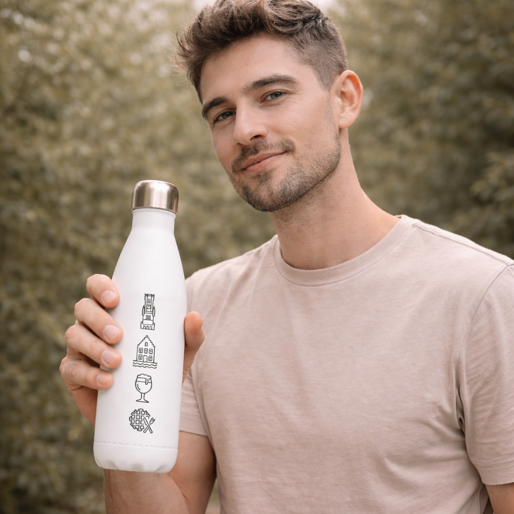 White Stainless Steel Water Bottle – 17 oz (483 ml)