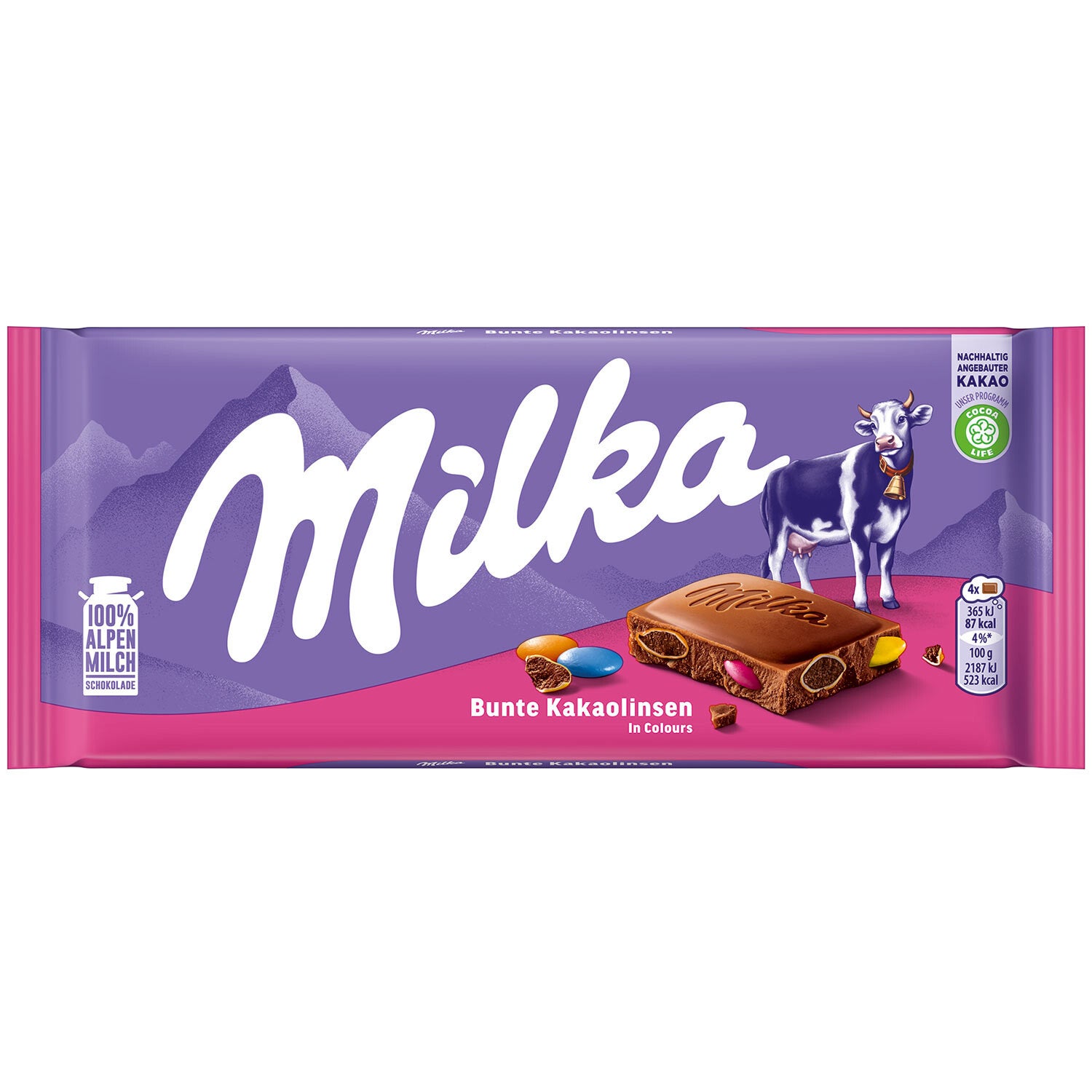 Milka | Alpenmelkchocolade | Kleurrijke Cacao Linzen | 100g