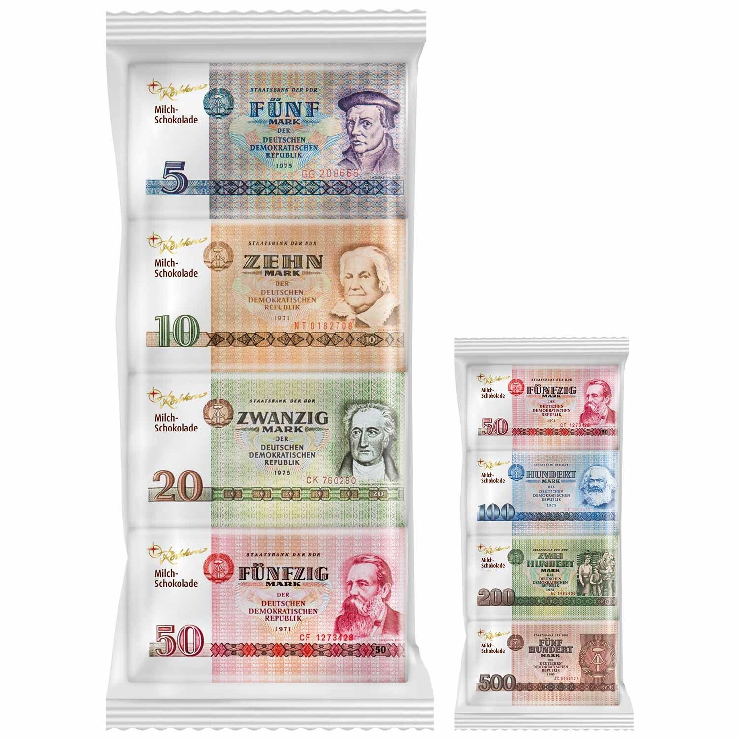 Rotstern | DDR | Geld | Bankbiljetten | Melkchocolade | 4x15g
