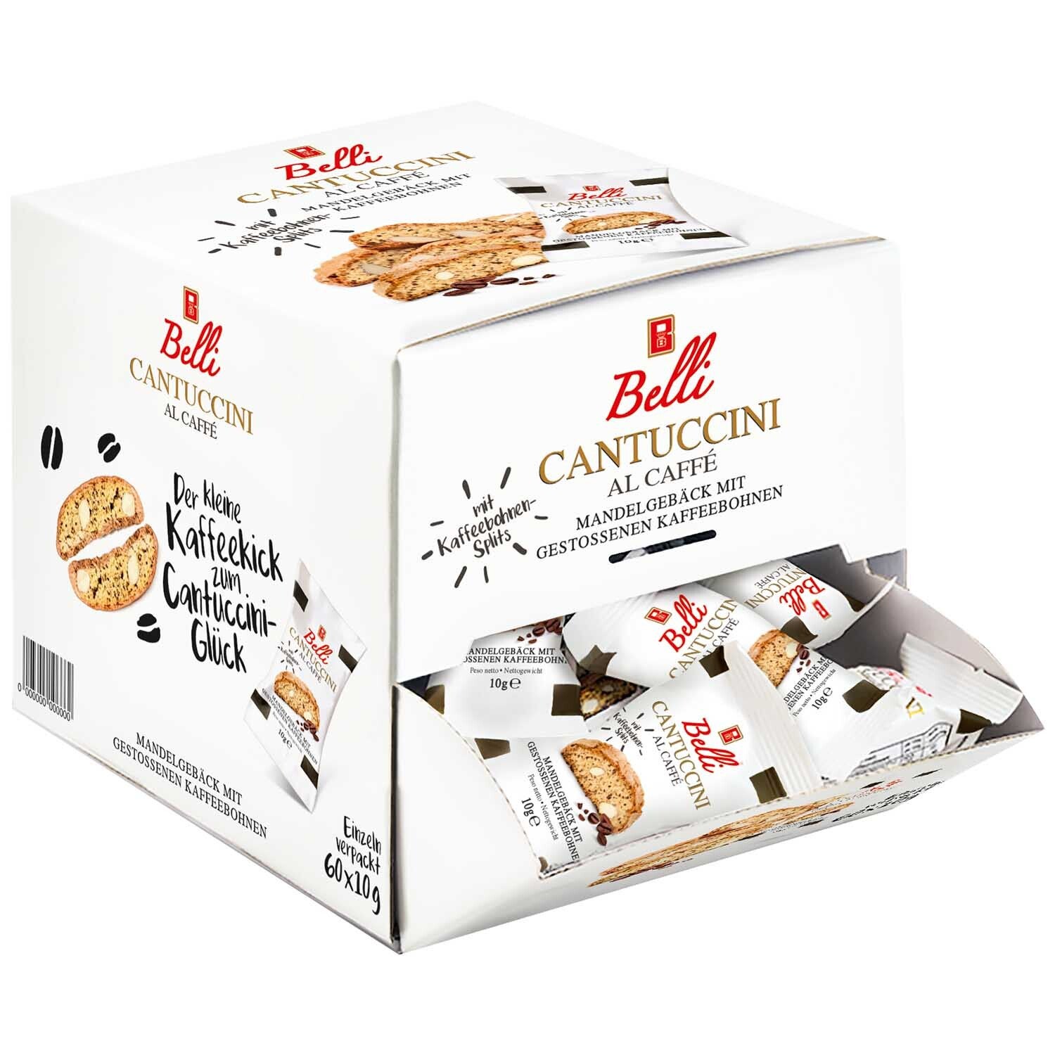 Belli Cantuccini | al Caffé | 60x10g | Italiaanse klassieker | 600g