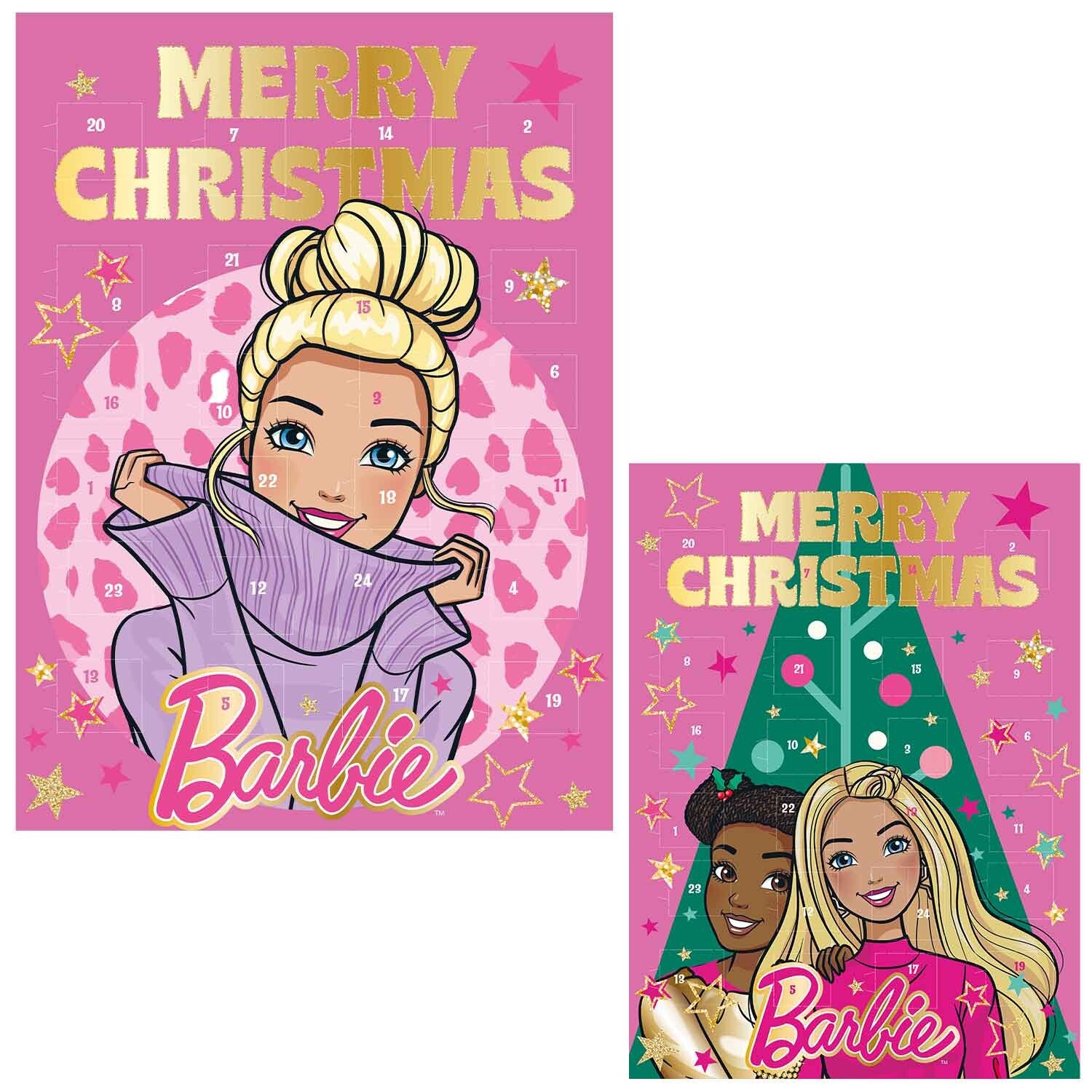 10x Barbie | Adventskalender | Mery Christmas | Kerst | Melkchocolade | 750g