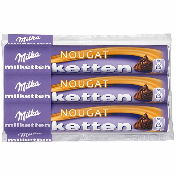 Milka | Milketten | Nougat | Alpenmelkchocolade | 3x40g | 120g