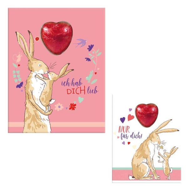 Weißt du eigentlich | Ich hab dich lieb | Wenskaart met chocolade hart