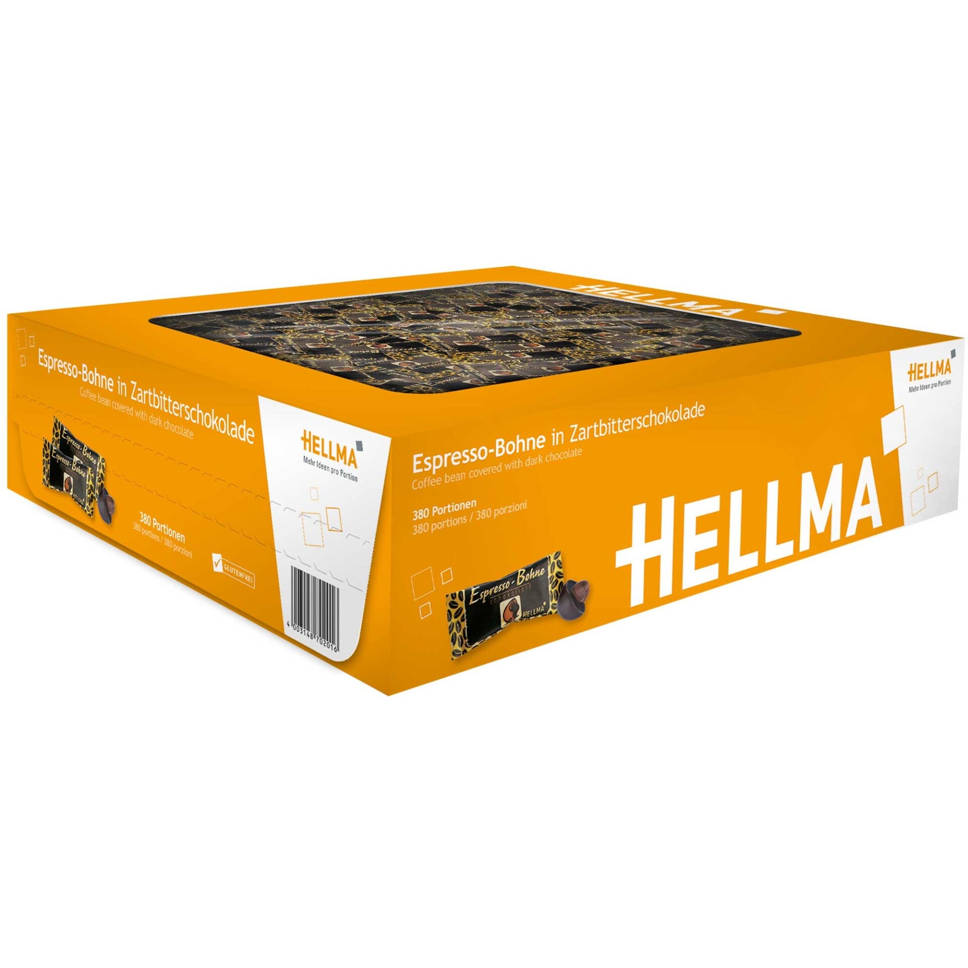 Hellma espressoboon 380 stuks pure chocolade 418g