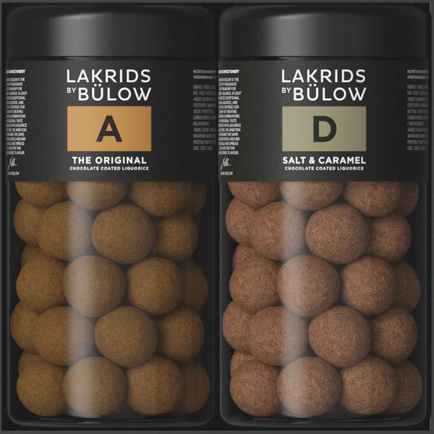 Lakrids by Bülow | Black Box | A + D | Original + Zout & Karamel | 590g