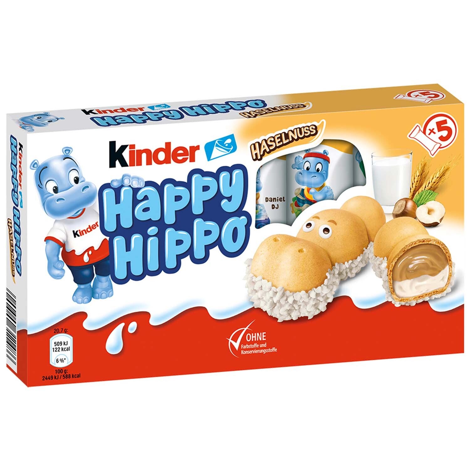 Kinder | Happy Hippo | Melkcrème hazelnoot | 5 st | 103,5g