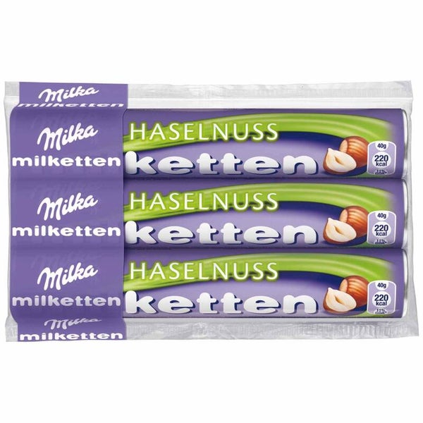 Milka | Milketten | Alpen melkchocolade Hazelnoot | 3 st | 120g