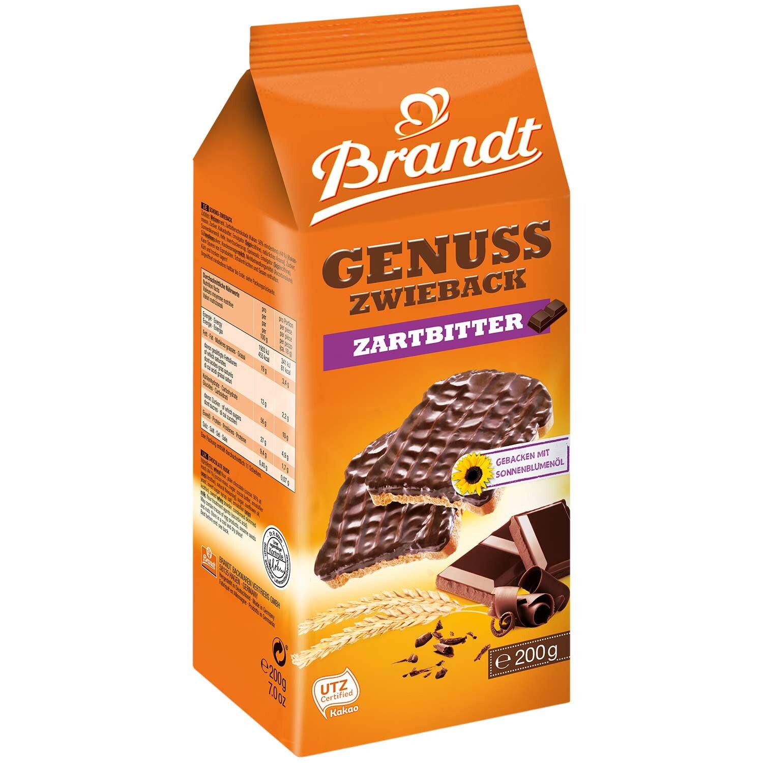 Brandt | Genuss beschuit met pure chocolade | 200g