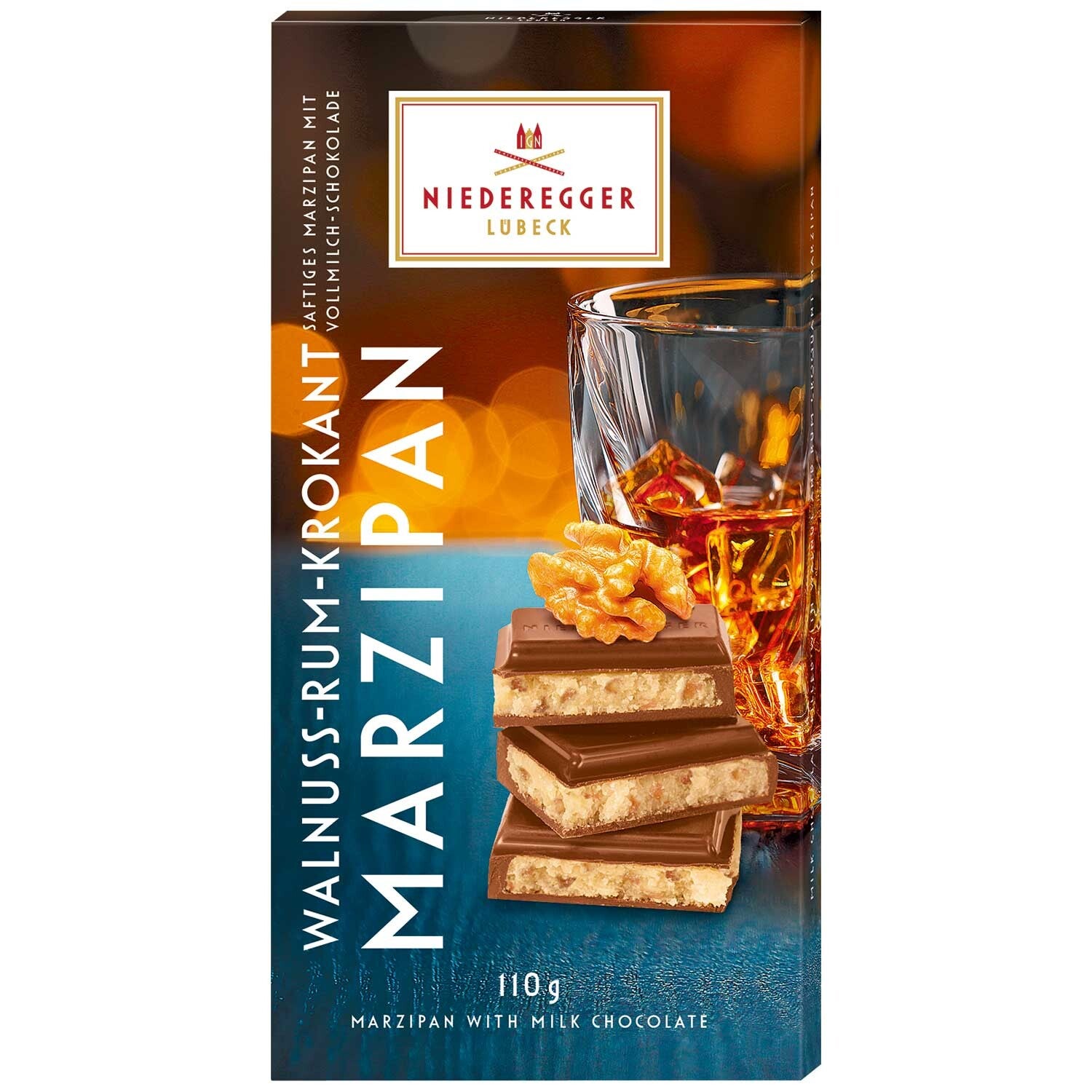 Niederegger | Marsepein Reep | Walnoot Rum Brittle | 110g