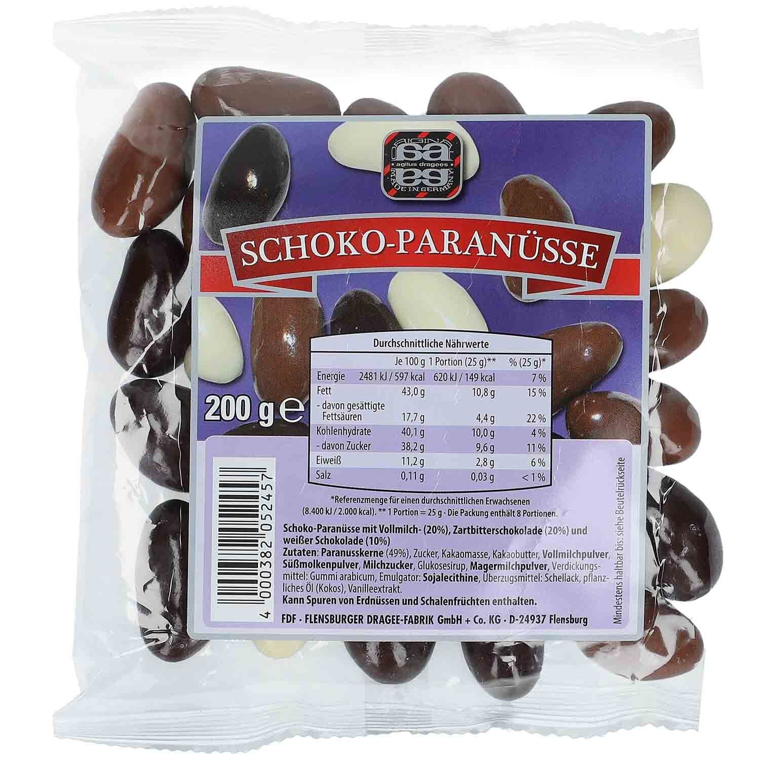 agilus | Schoko-Paranüsse | Melk-, pure en witte chocolade | 200g