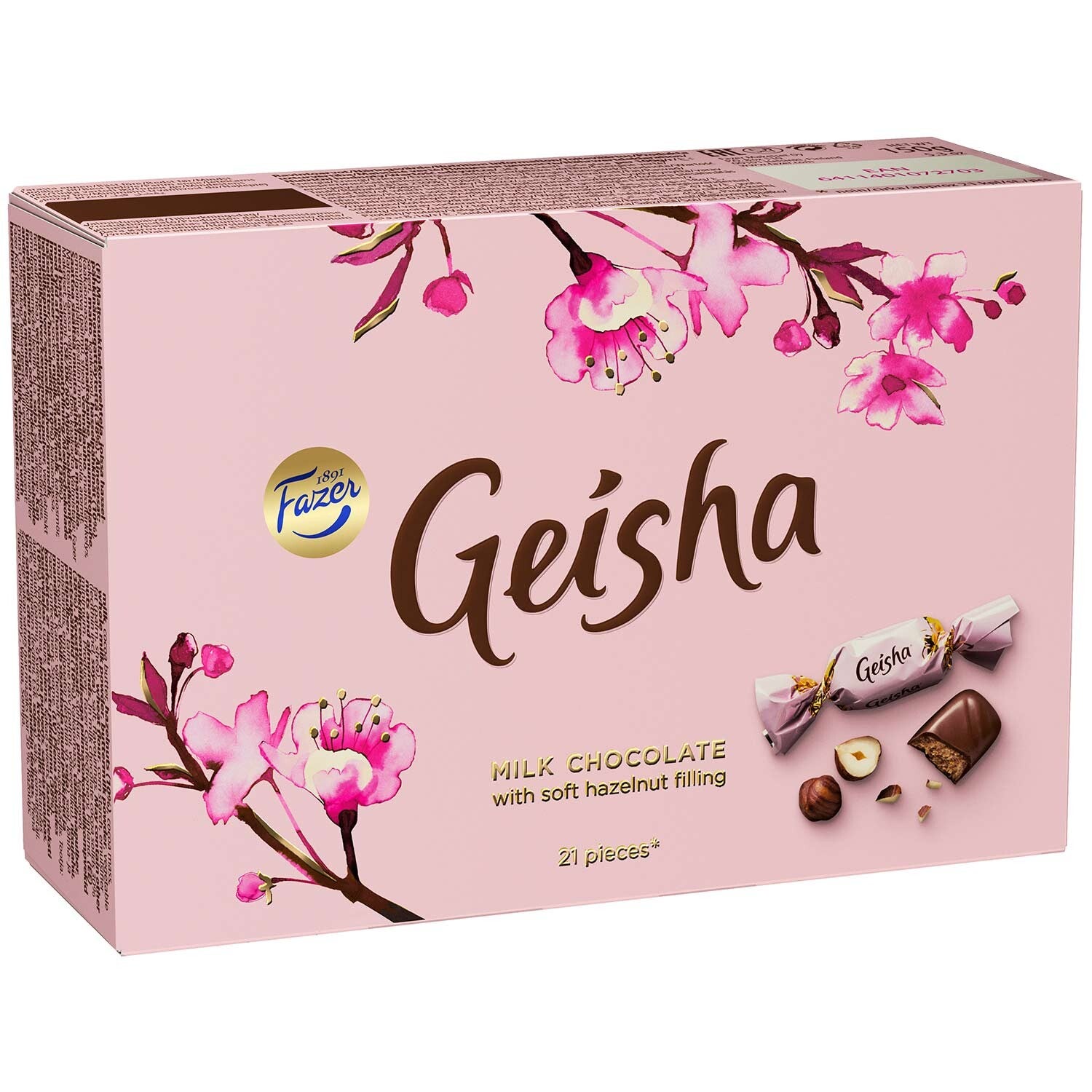 Fazer Geisha melkchocolade hazelnoot nougat 150g 21 stuks