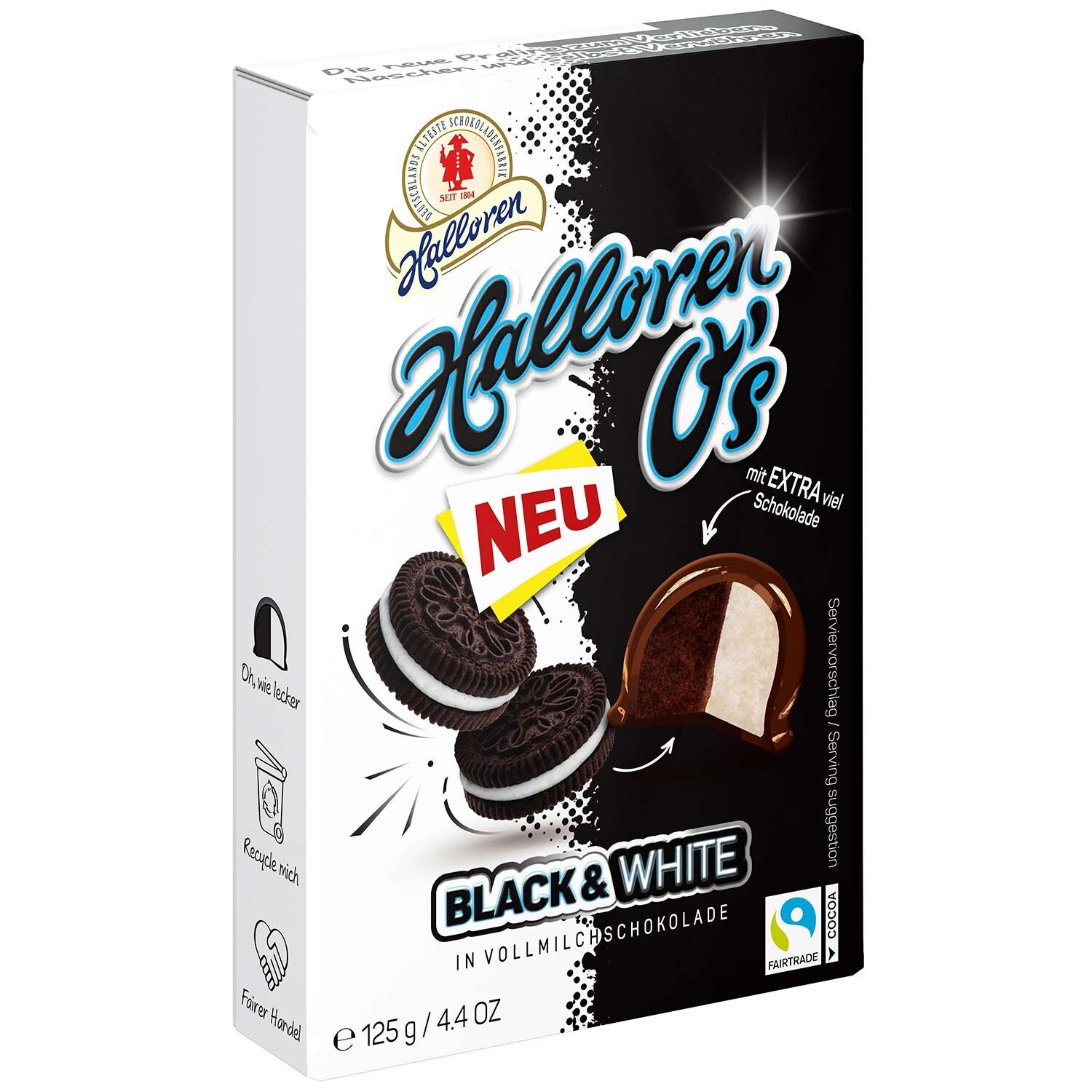 Halloren O's Zwart & Wit melk chocolade 125g
