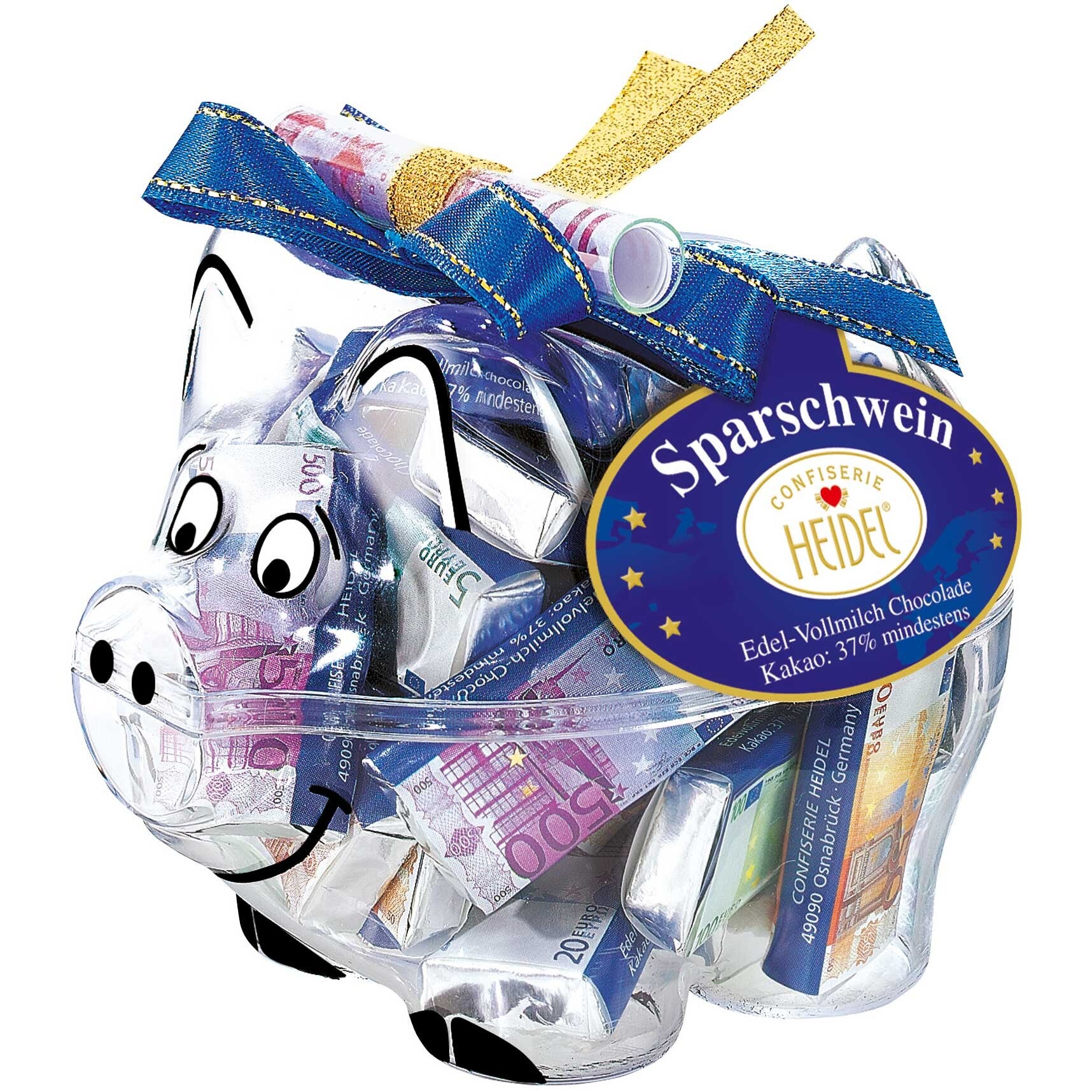 Heidel | Euro spaarvarken | Bankbiljetten | 20x Melkchocolade | 60g