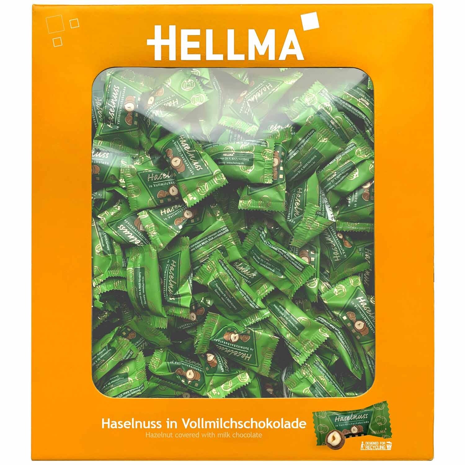 Hellma hazelnoot in melkchocolade | 380 stuks | 912g