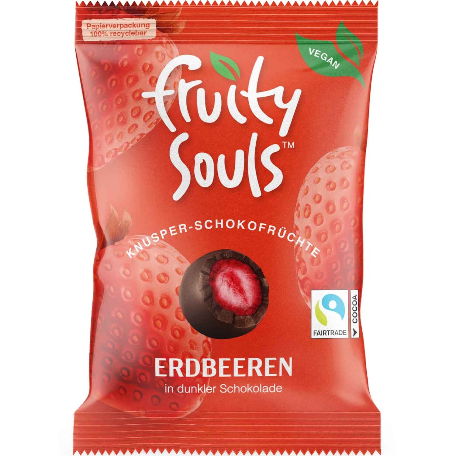 FruitySouls chocoladevruchten aardbeien vegan 80g