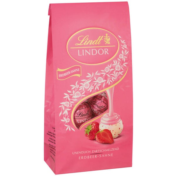 Lindt Lindor witte chocolade ballen aardbeiencrème 137g
