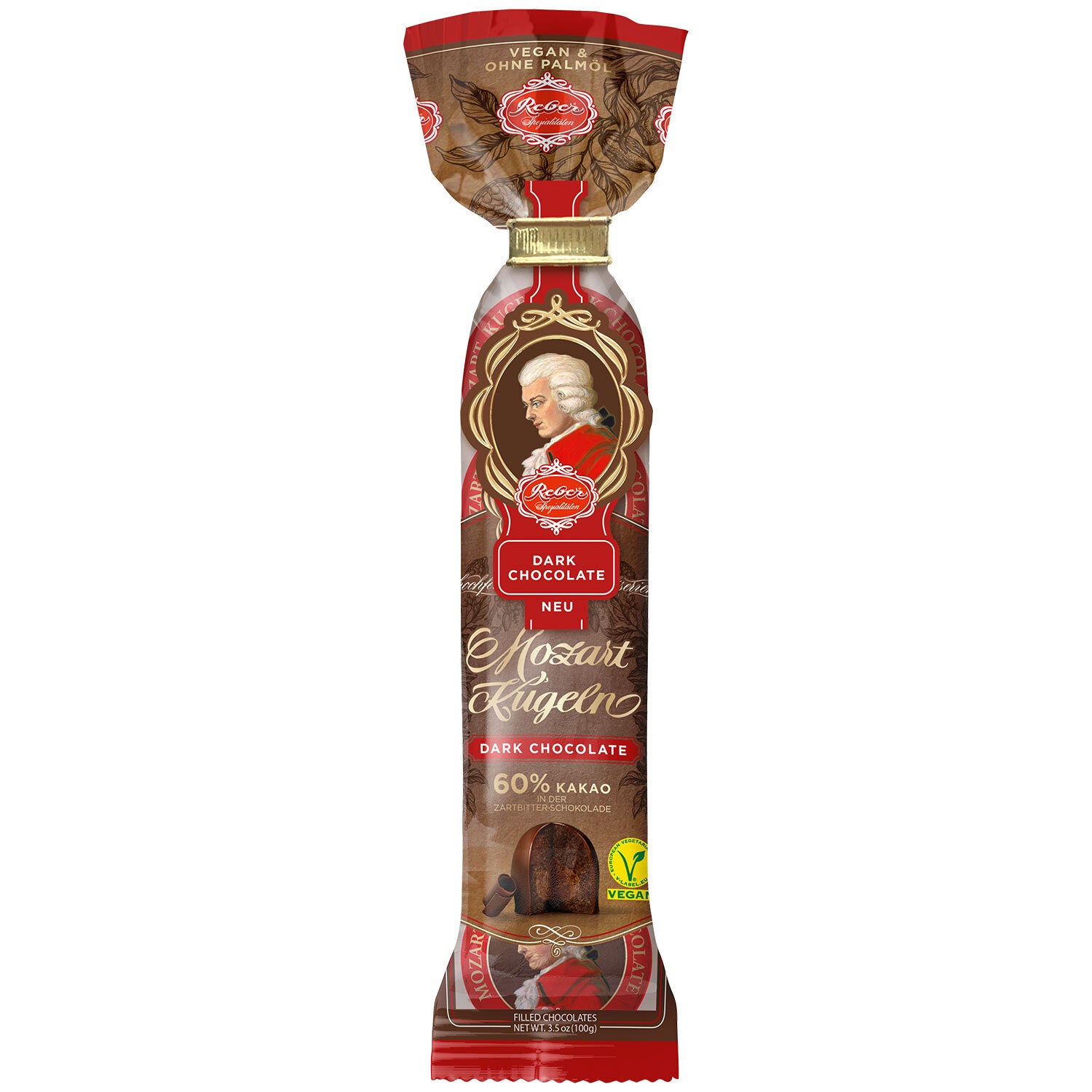 Reber Mozart Ballen Pure Chocolade | Vegan | 5 st | 100g