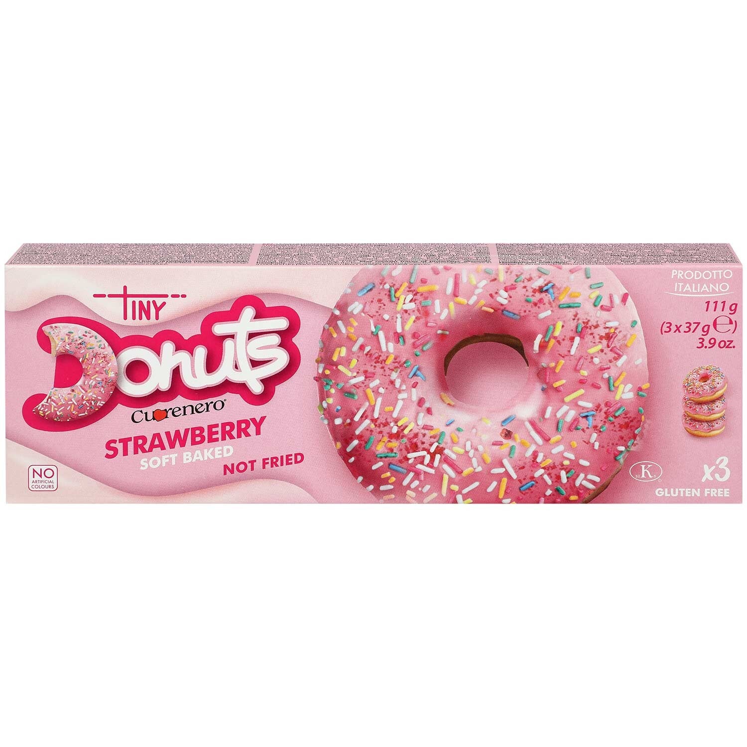 Cuorenero | Glutenvrij | Donuts Aardbei | 3x37g | 111g