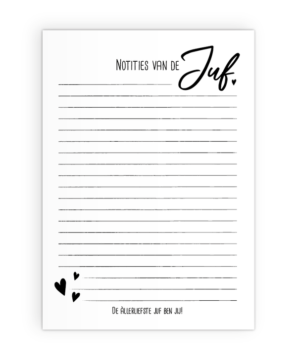 Notitieblok van de juf