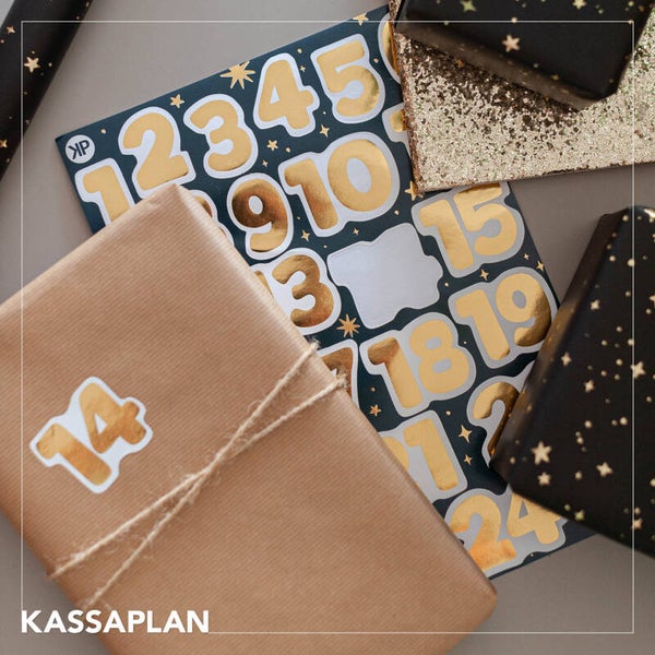 Stickersvel-advent cijfers goud