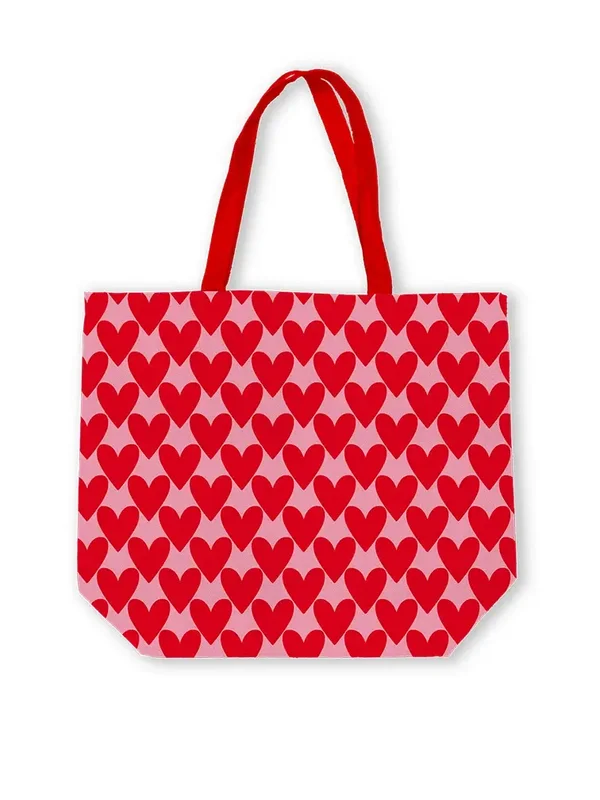 Canvas tas met hartjes