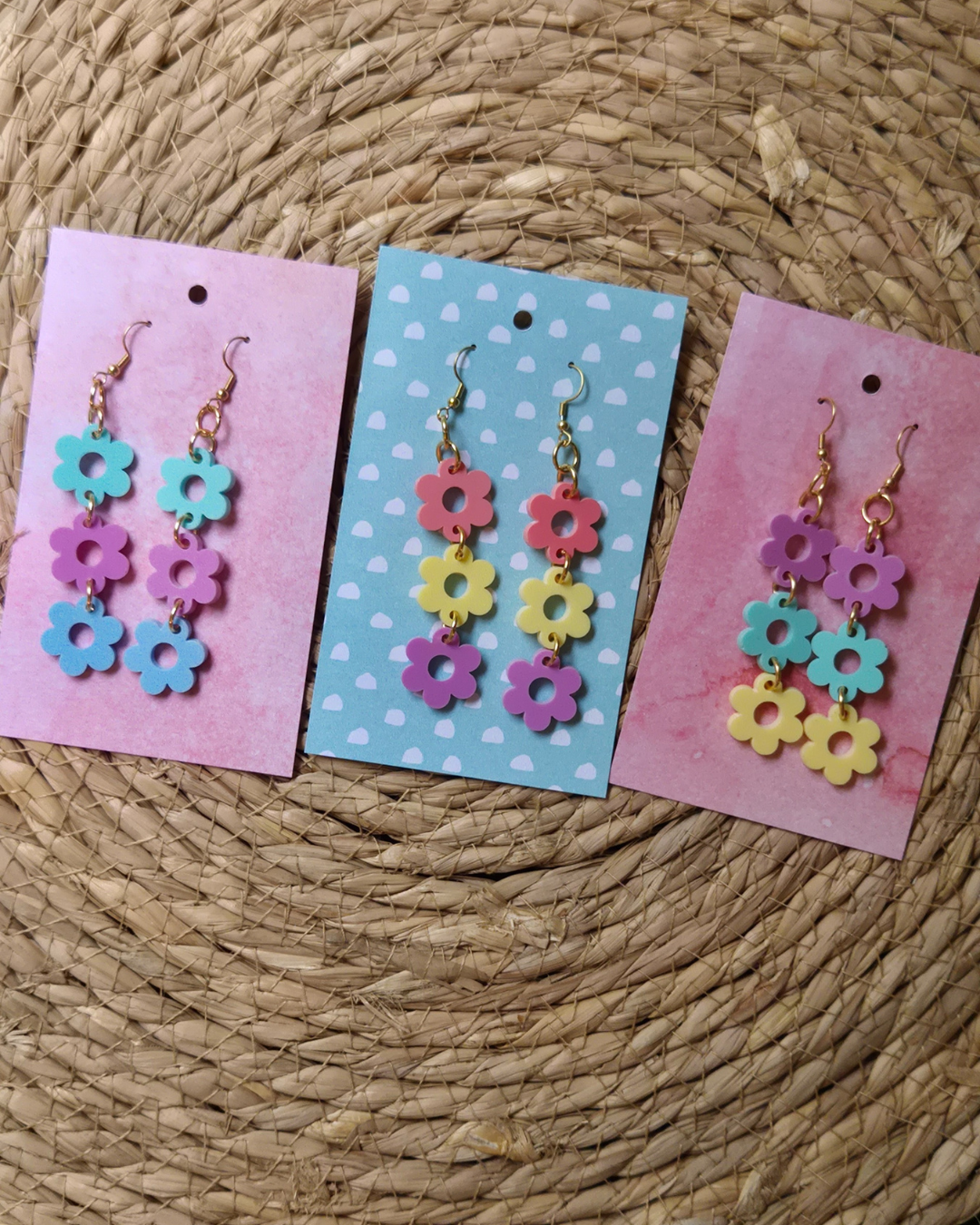 Oorbel goud met bloemen