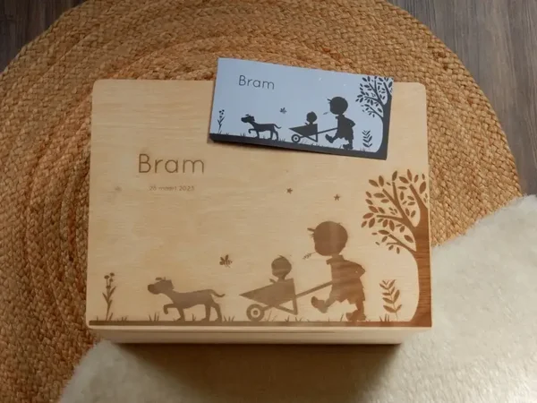 Herinneringenbox geboortjekaartje rechthoek