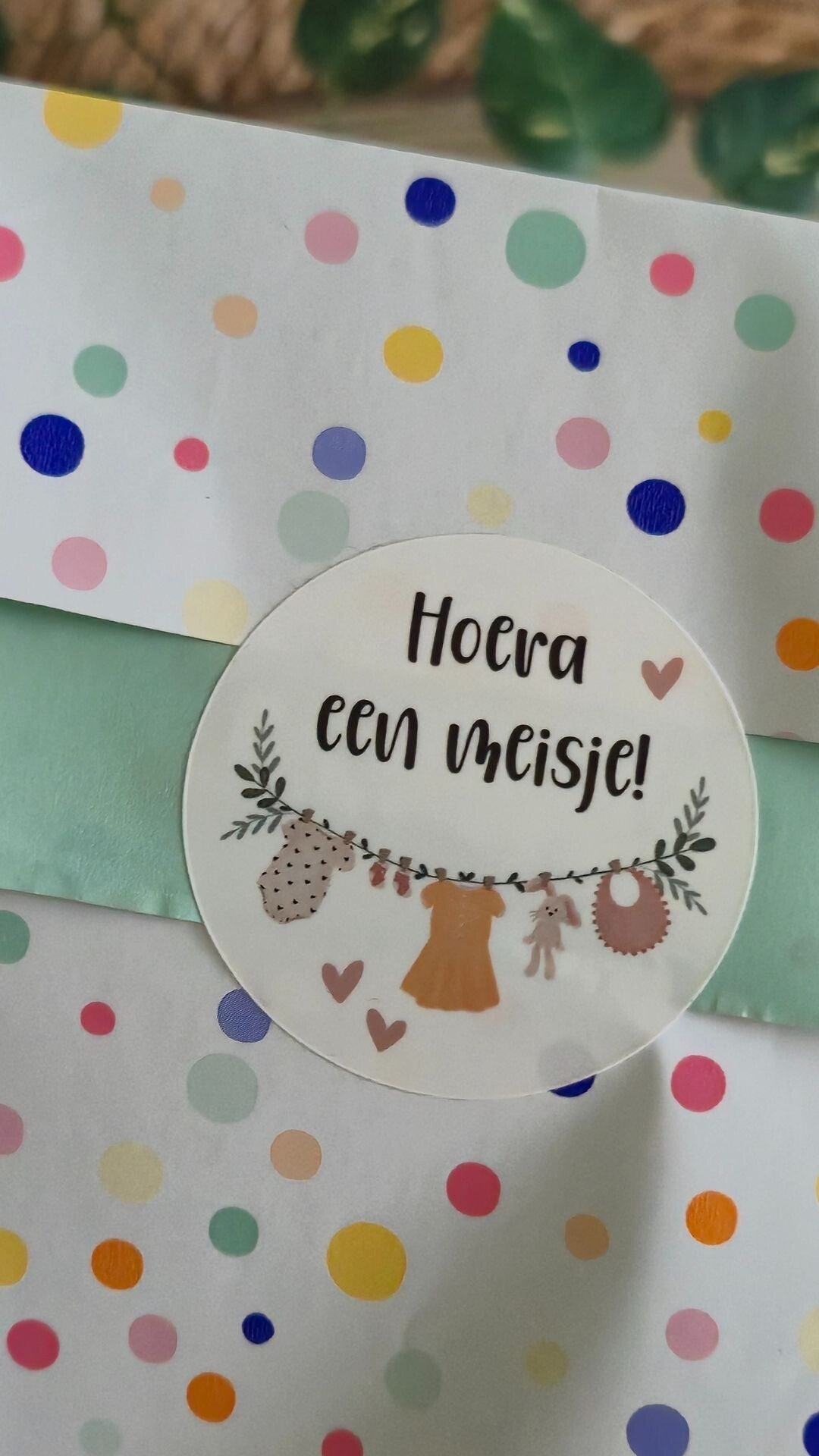 Sluitsticker hoera een meisje!/10 stuks