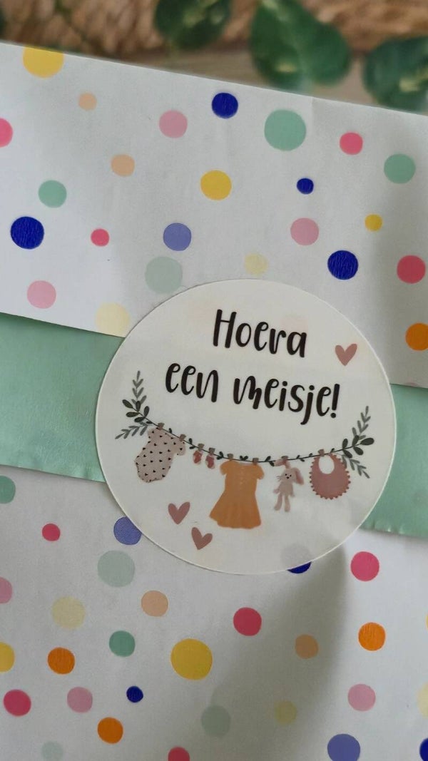 Sluitsticker hoera een meisje!/10 stuks