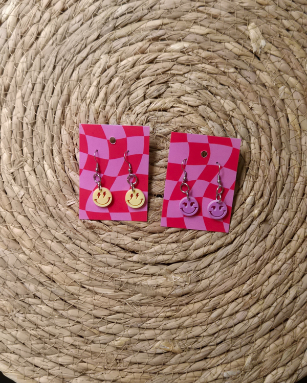 Oorbel zilver smiley