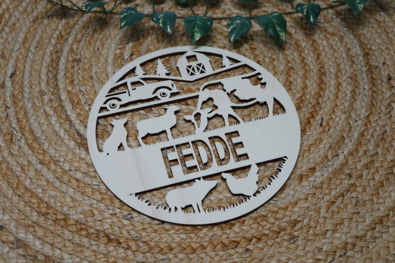 houten naamcirkel/boerderij met naam Fedde