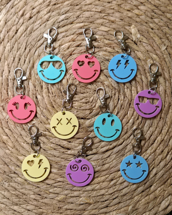 Sleutelhanger acryl smiley
