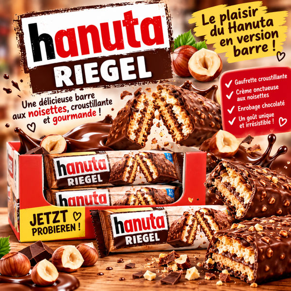 🤎 Hanuta Riegel – La barre croustillante au chocolat et aux noisettes ! 🌰