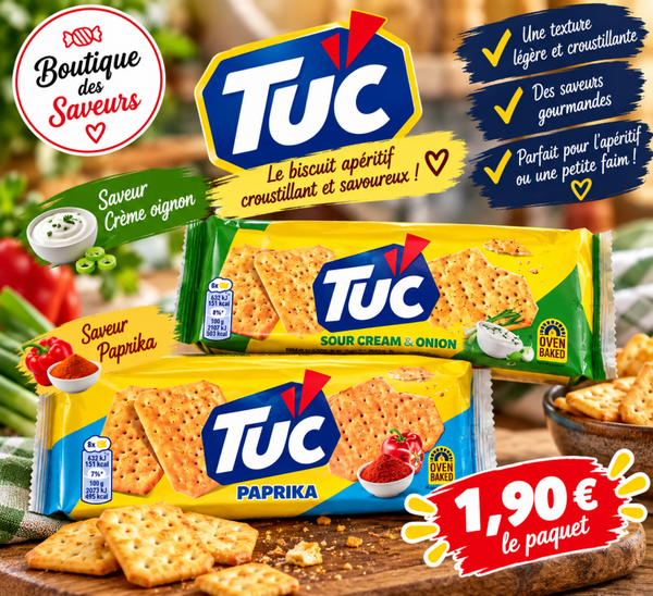 🧀 TUC Paprika & Crème Oignon – Biscuits apéritifs croustillants