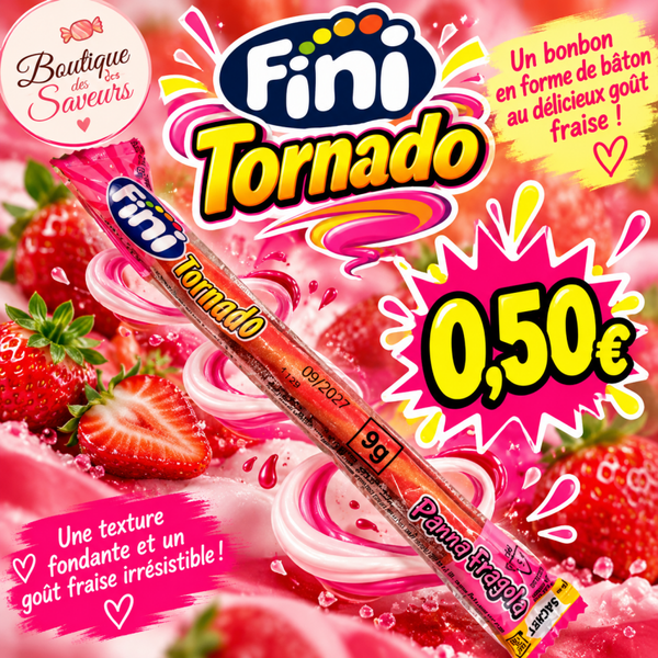🍓 Fini Tornado Panna Fragola – Bonbon goût fraise à 0,50 € ! 🍬