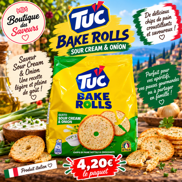 🥨 TUC Bake Rolls Sour Cream & Onion – Chips de pain croustillants