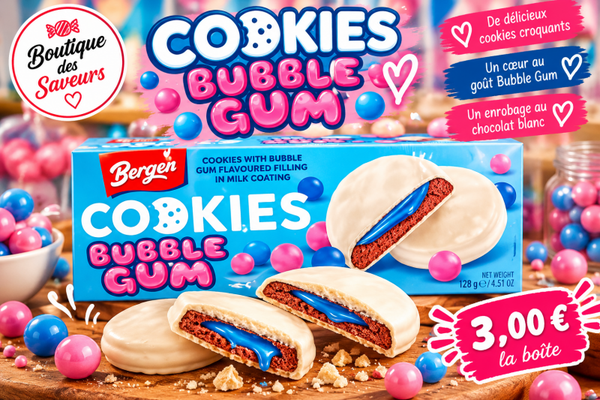 🍪 Cookies Bubble Gum Bergen – Fourrés au goût bubble gum