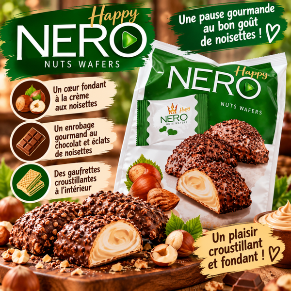 🤎 Happy Nero Nuts Wafers – Gaufrettes croustillantes au chocolat et aux noisettes ! 🌰