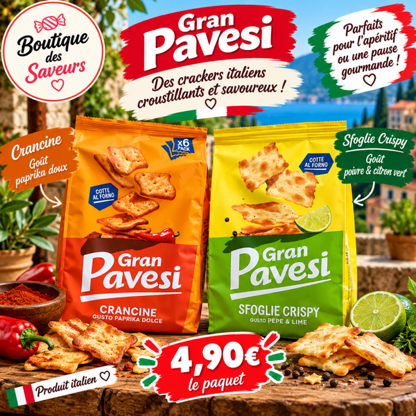 🇮🇹 Gran Pavesi – Crackers italiens croustillants, 2 saveurs