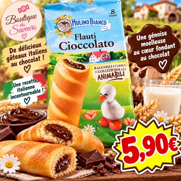 🇮🇹 Flauti Cioccolato Mulino Bianco – Gâteaux italiens fourrés au chocolat