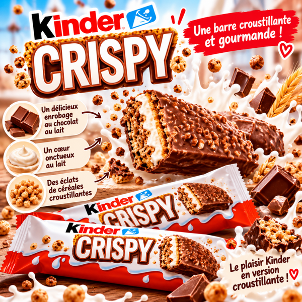🍫 Kinder Crispy – La barre chocolatée ultra croustillante ! 😋