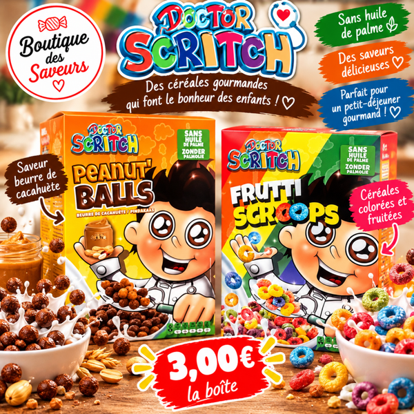 🥣 Céréales Doctor Scritch – Peanut’ Balls & Frutti Scroops