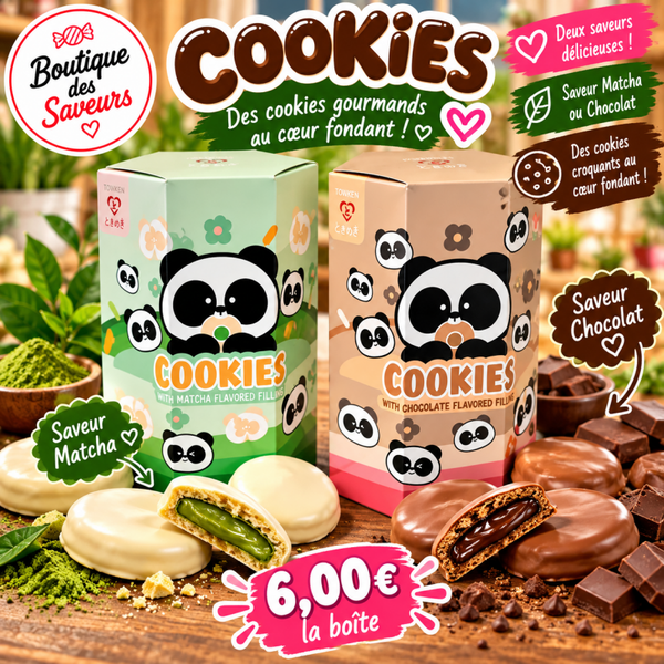 🐼 Cookies Panda – Saveurs Matcha et Chocolat